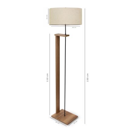 Lampadaire AYD 1xE27/40W/230V marron/beige