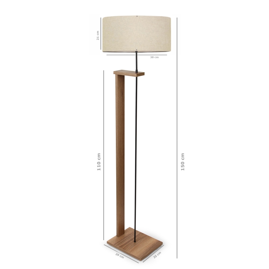 Lampadaire AYD 1xE27/40W/230V marron/beige