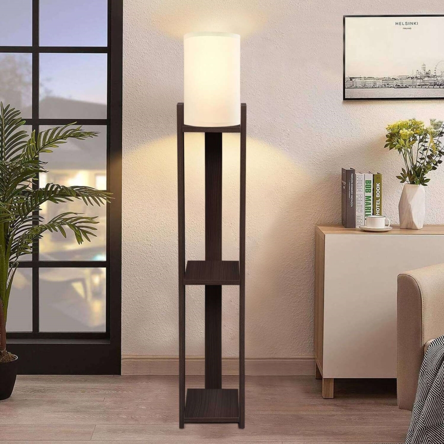 Lampadaire AYD 1xE27/40W/230V marron/crème