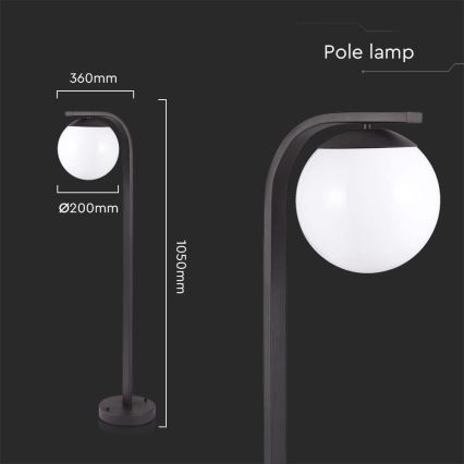 Lampadaire d'extérieur 1xE27/60W/230V IP44 noir