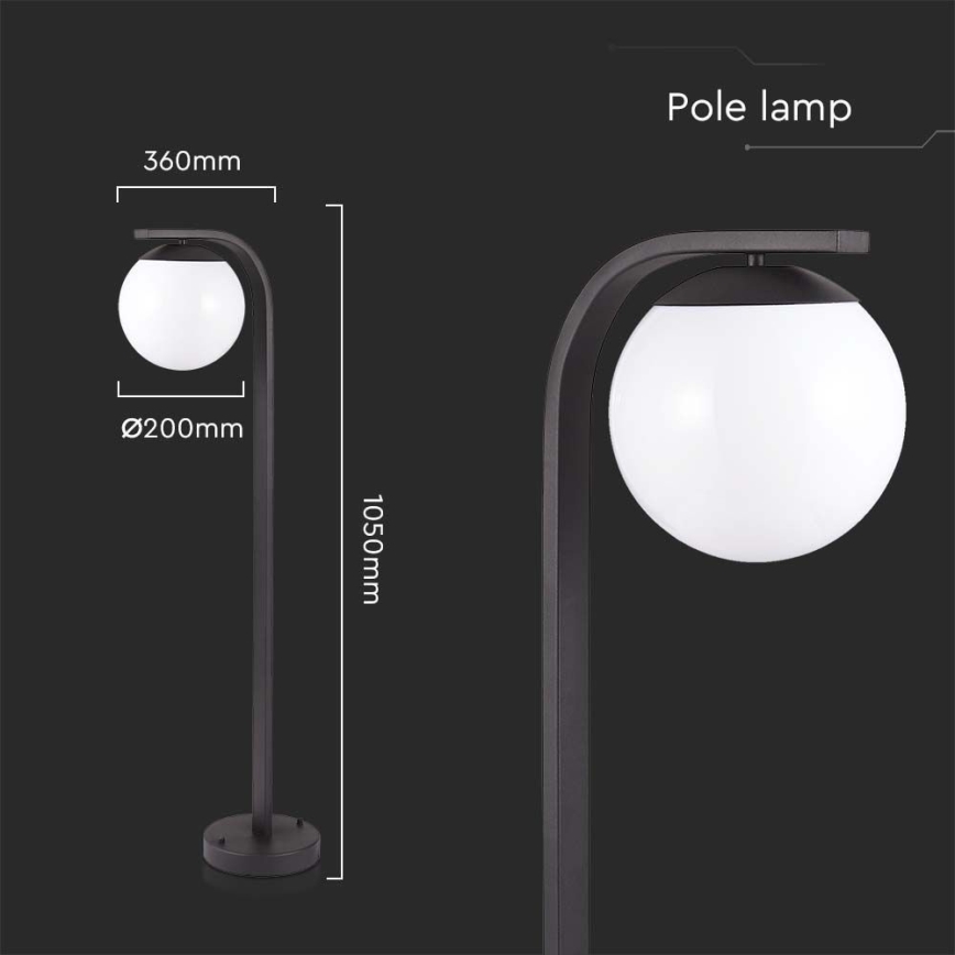 Lampadaire d'extérieur 1xE27/60W/230V IP44 noir