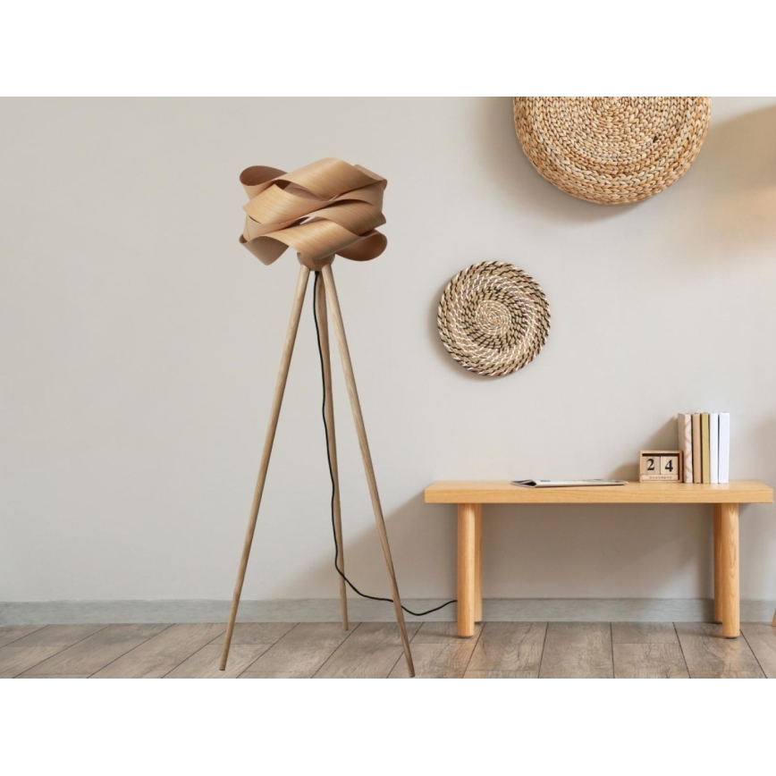 Lampadaire en bois 1xE27/60W/230V massif/placage/frêne