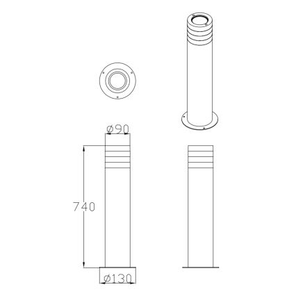 Lampadaire extérieur RINO 1xE27/12W/230V IP54 74 cm noir