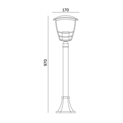 Lampadaire extérieur TEVIO 1xE27/60W/230V IP54 97 cm noir