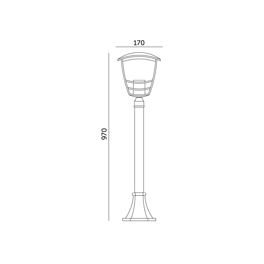 Lampadaire extérieur TEVIO 1xE27/60W/230V IP54 97 cm noir