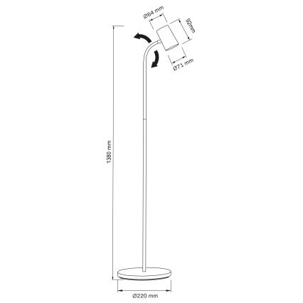 Lampadaire FELIX 1xGU10/9W/230V noir