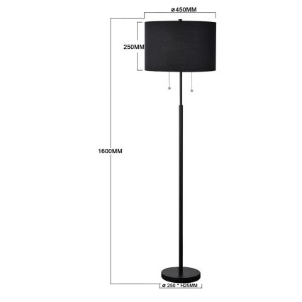 Lampadaire FOGO 2xE27/15W/230V noir