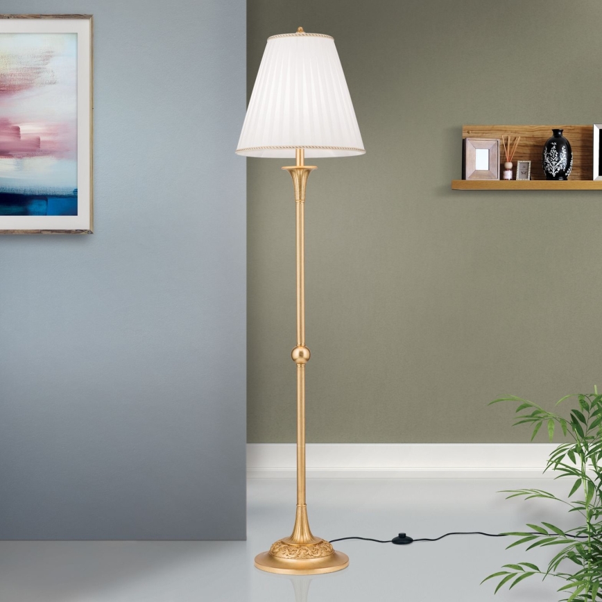 Lampadaire FONSA 1xE27/60W/230V blanc/doré