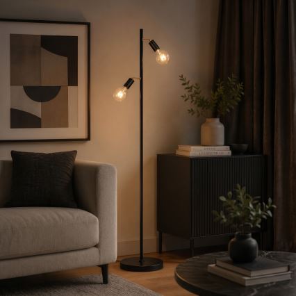 Lampadaire LED 2xE27/7W/230V 2000K noir/doré