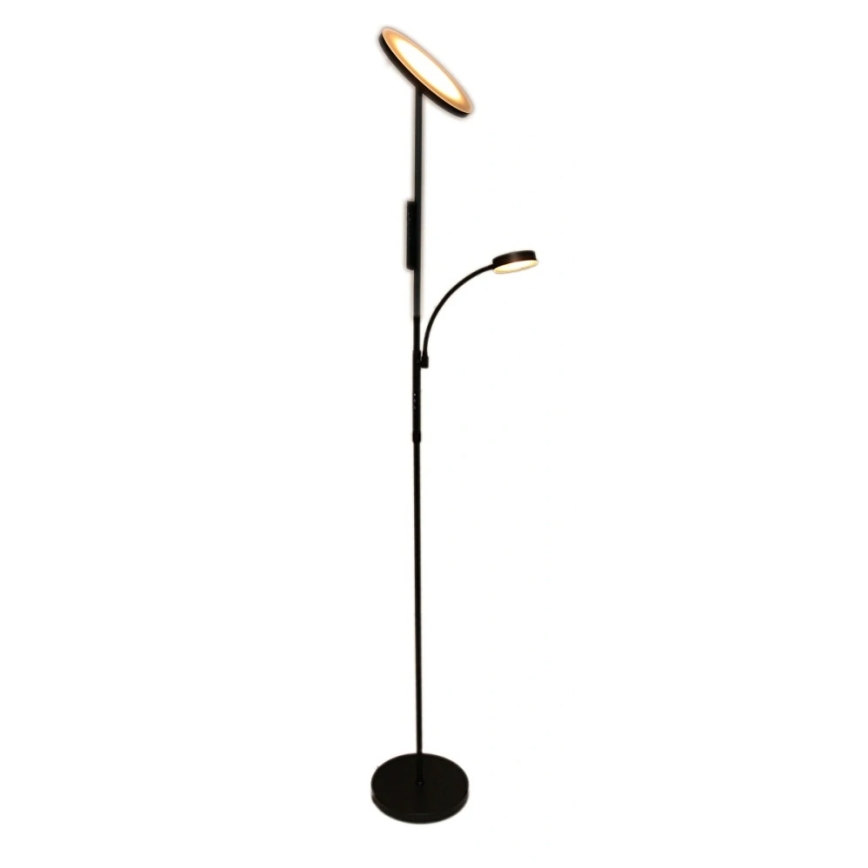Lampadaire LED NORA à intensité réglable — LED 25 W, 230 V, 2200/3000/4000 K + LED 5 W 3000 K, noir, avec télécommande