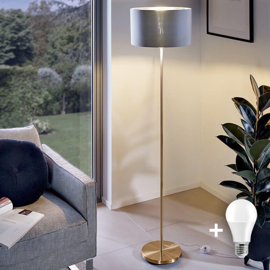 Lampadaire LED TUNJA 1xE27/20W/230V Ø 38 cm doré/gris