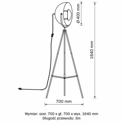 Lampadaire MATYLDA 1xE27/20W/230V noir/doré