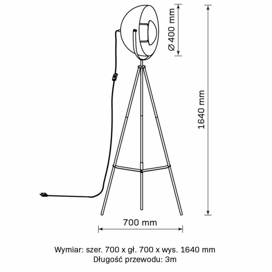 Lampadaire MATYLDA 1xE27/20W/230V noir/doré