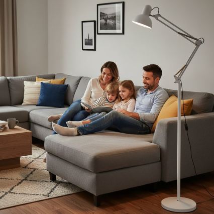 Lampadaire orientable AURIQ 1xE27/60W/230V 184 cm blanc