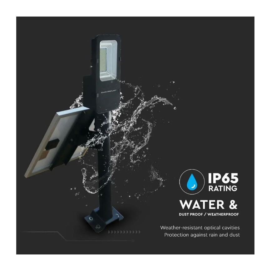 Lampadaire solaire à intensité variable LED/50W/6,4V 4000K IP65 + télécommande