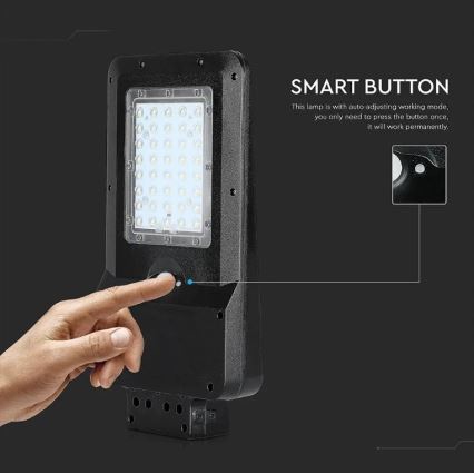 Lampadaire solaire avec détecteur LED/15W/7,4V 6000K IP65