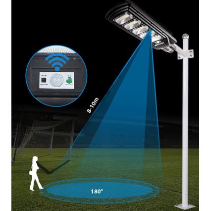 Lampe solaire à intensité variable avec détecteur LED/300W/6V 6500K IP65 noir + Télécommande