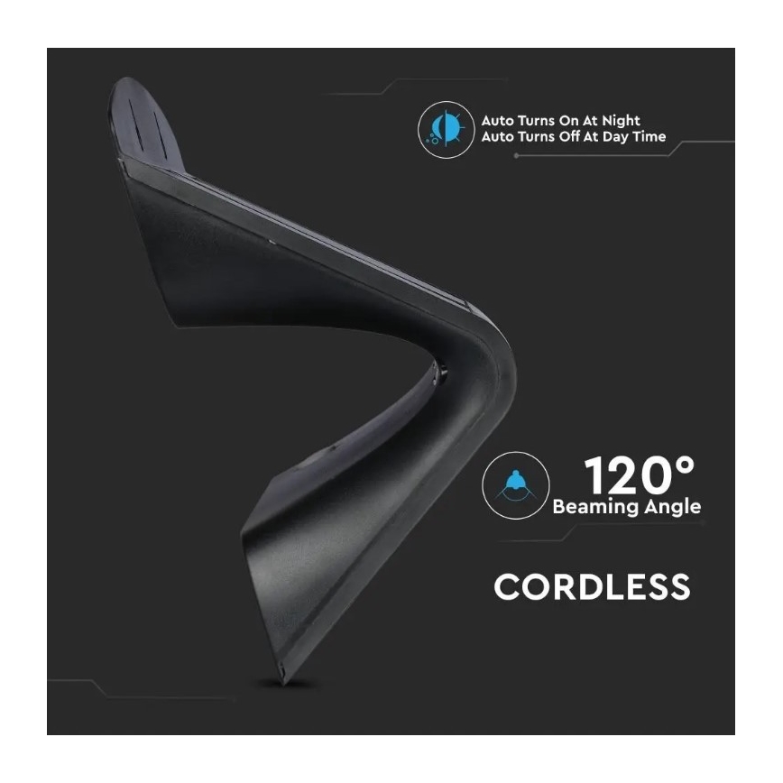 Lampadaire solaire LED avec détecteur LED/7W/3,7V 4000K IP65 noir