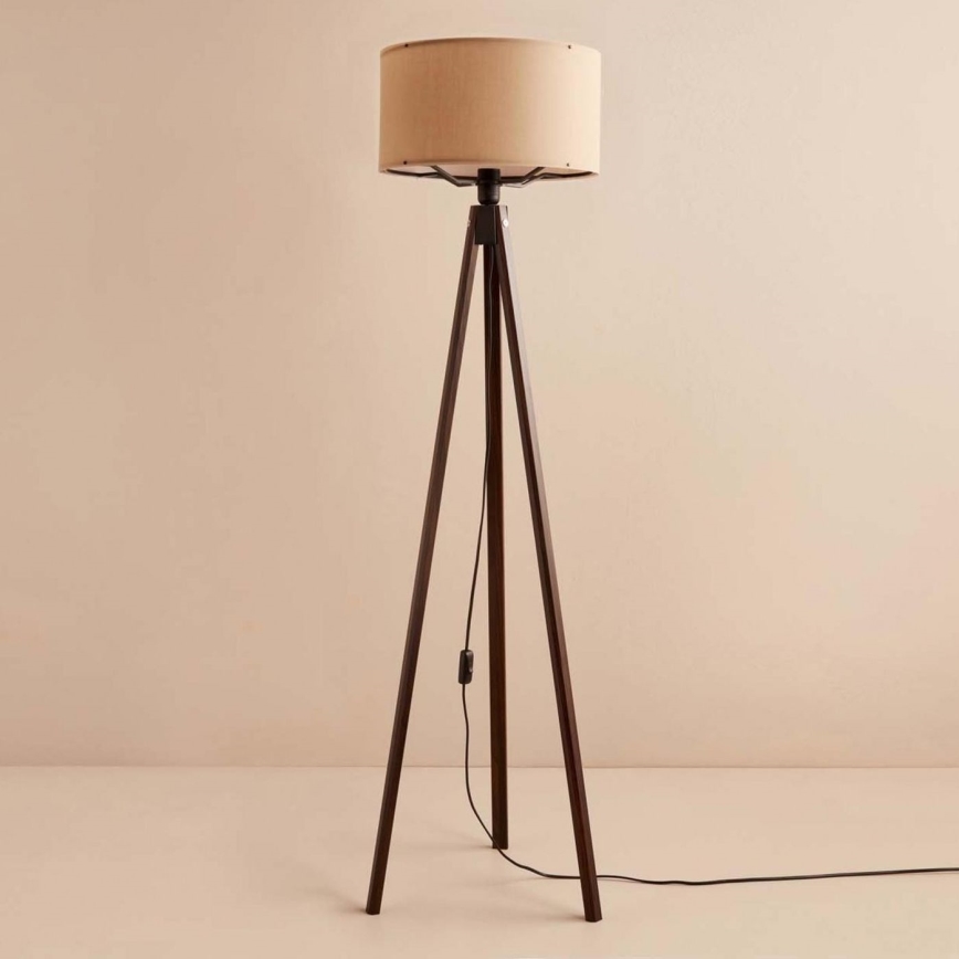 Lampadaire sur pied AYD 1xE27/40W/230V marron/beige