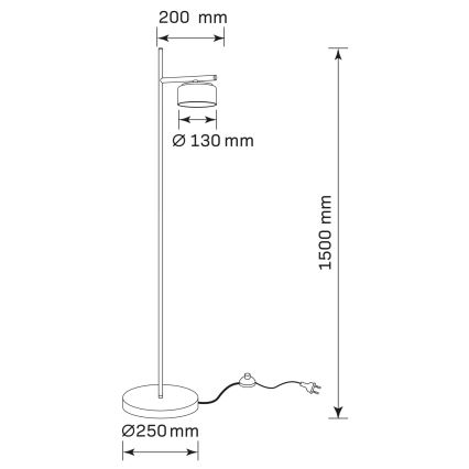 Lampadaire sur pied LED OFELIA 1xGX53/6W/230V noir/fumé