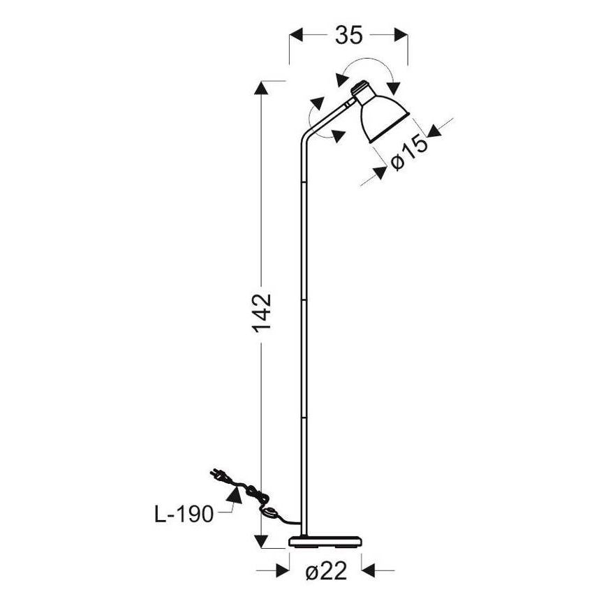 Lampadaire ZUMBA 1xE27/40W/230V blanc/noir