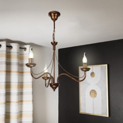 Lampadario a catena ANTON 3xE14/15W/230V finitura bronzo