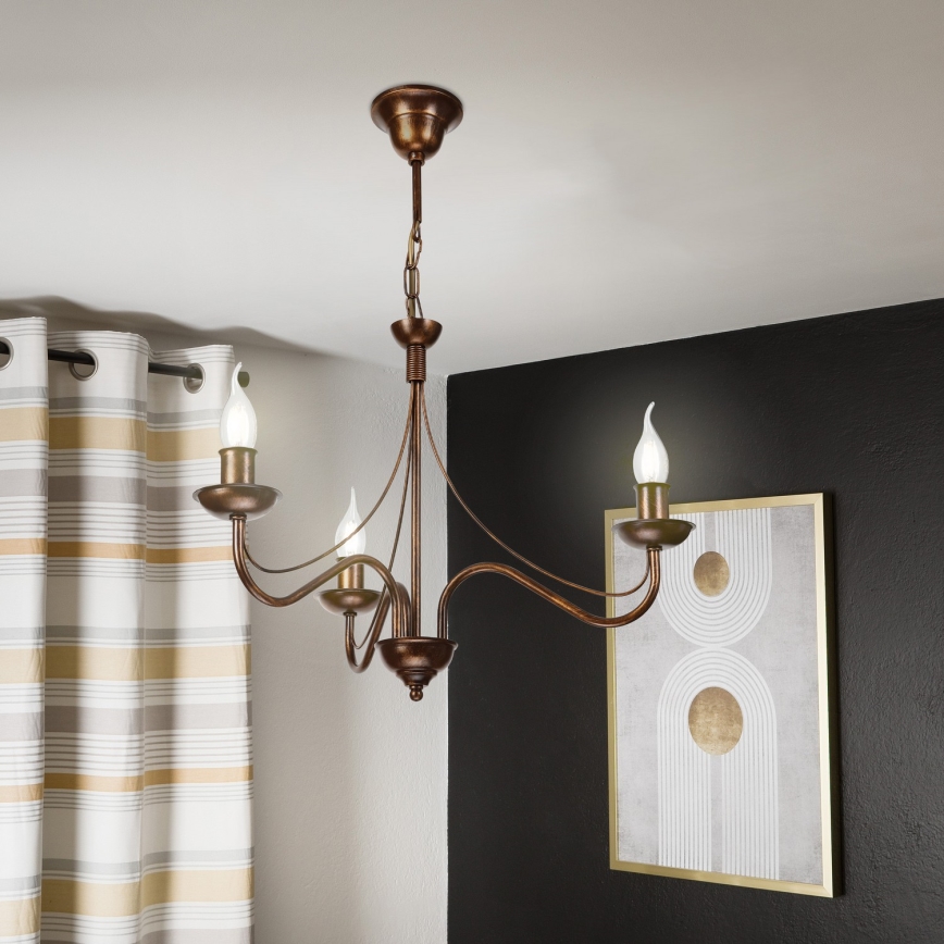 Lampadario a catena ANTON 3xE14/15W/230V finitura bronzo