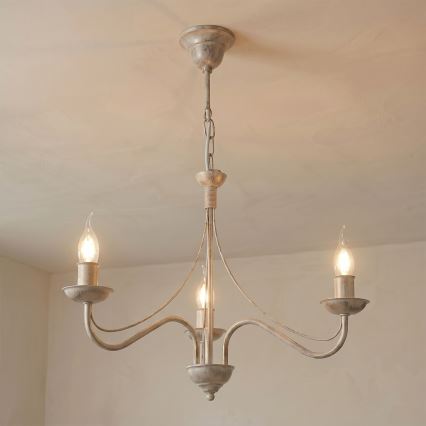 Lampadario a catena ANTON 3xE14/60W/230V bianco patinato
