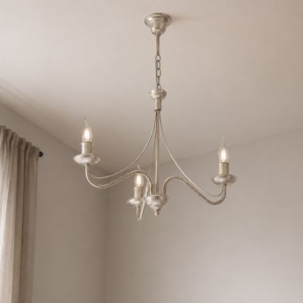 Lampadario a catena ANTON 3xE14/60W/230V bianco patinato