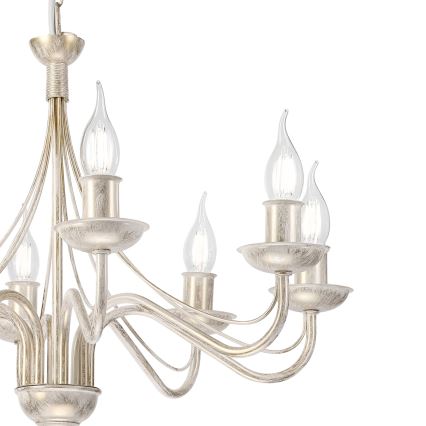 Lampadario a catena ANTON 8xE14/60W/230V bianco patinato