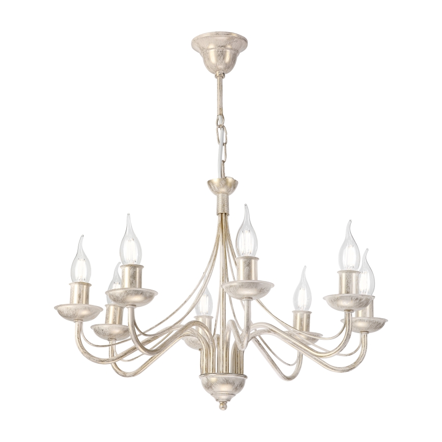 Lampadario a catena ANTON 8xE14/60W/230V, finitura bianco patinato