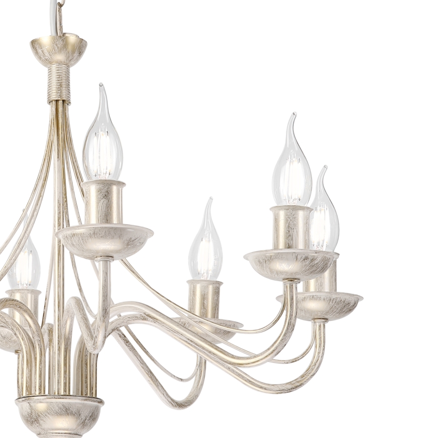 Lampadario a catena ANTON 8xE14/60W/230V, finitura bianco patinato