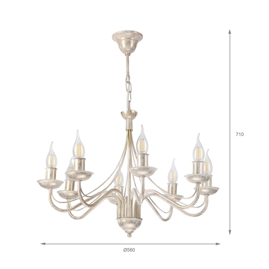 Lampadario a catena ANTON 8xE14/60W/230V, finitura bianco patinato