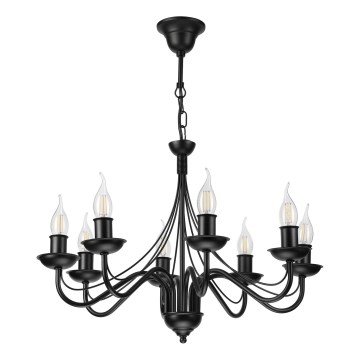 Lampadario a catena ANTON 8xE14/60W/230V nero