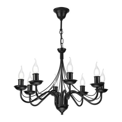 Lampadario a catena ANTON 8xE14/60W/230V nero