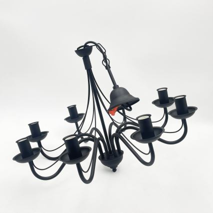 Lampadario a catena ANTON 8xE14/60W/230V nero