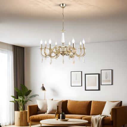 Lampadario a catena CASTRO 8xE14/40W/230V oro
