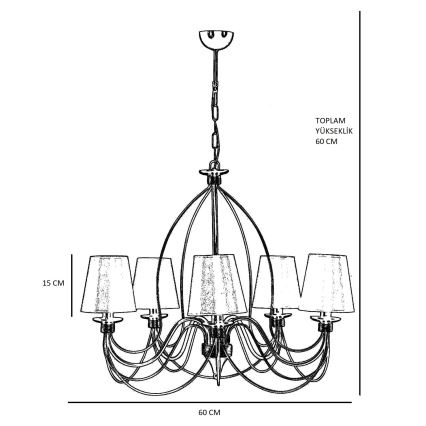 Lampadario a catena CLASSIC 5xE14/40W/230V bronzo/beige