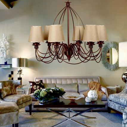 Lampadario a catena CLASSIC 6xE14/40W/230V bronzo/beige
