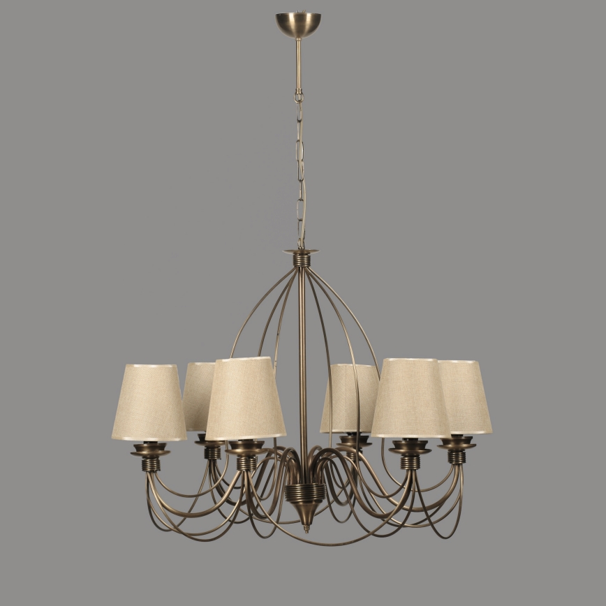 Lampadario a catena CLASSIC 6xE14/40W/230V bronzo/beige