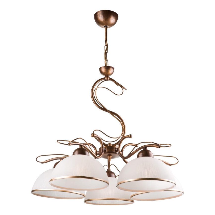 Lampadario a catena COBRA 5xE27/60W/230V bronzo/patina