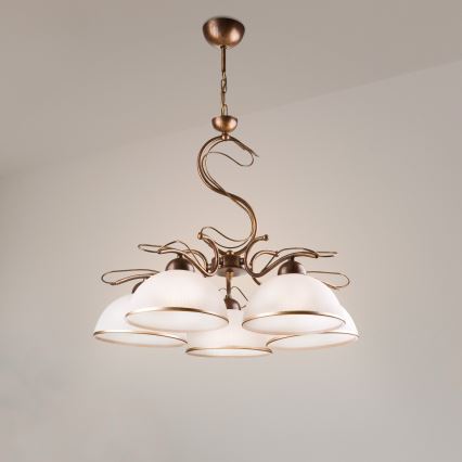 Lampadario a catena COBRA 5xE27/60W/230V bronzo/patina