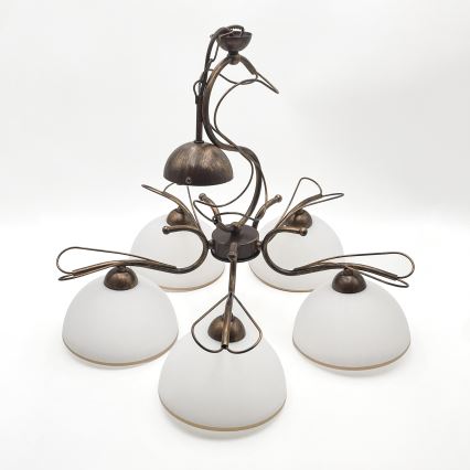 Lampadario a catena COBRA 5xE27/60W/230V bronzo/patina