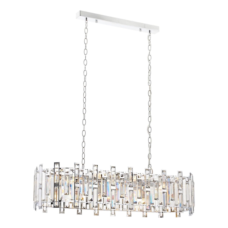 Lampadario a catena CRYSTALLINE 13xE14/40W/230V cromo lucido
