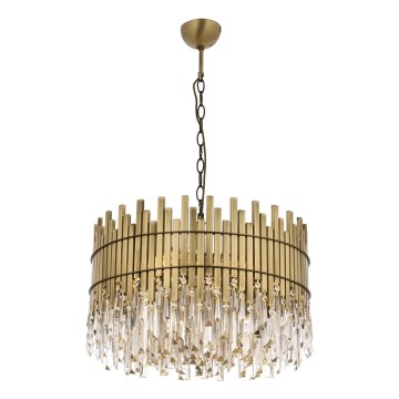 Lampadario a catena CRYSTALLINE 8xE27/40W/230V, diametro 60 cm, in ottone