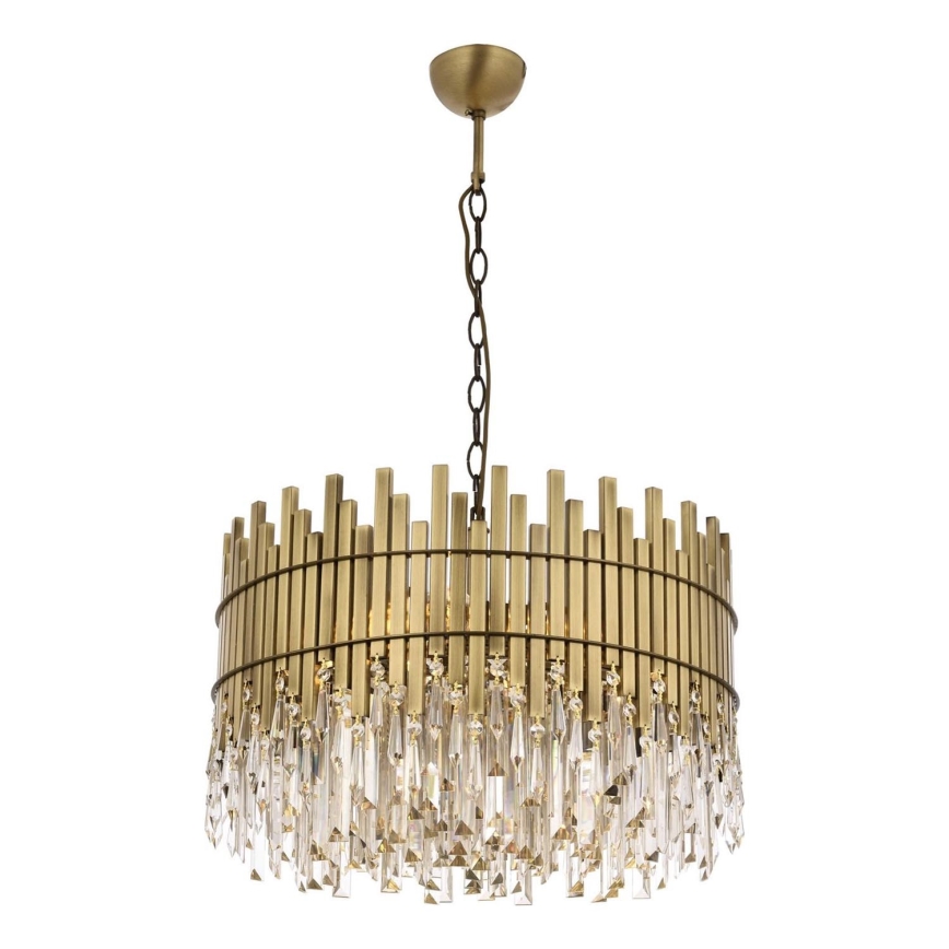 Lampadario a catena CRYSTALLINE 8xE27/40W/230V, diametro 60 cm, in ottone