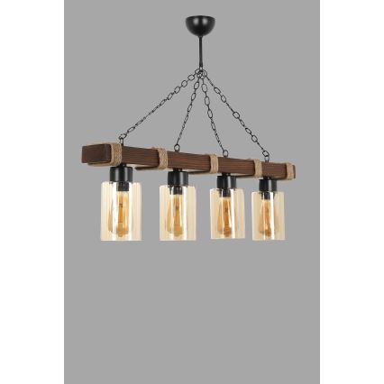 Lampadario a catena JASMIN 4xE27/40W/230V marrone/beige