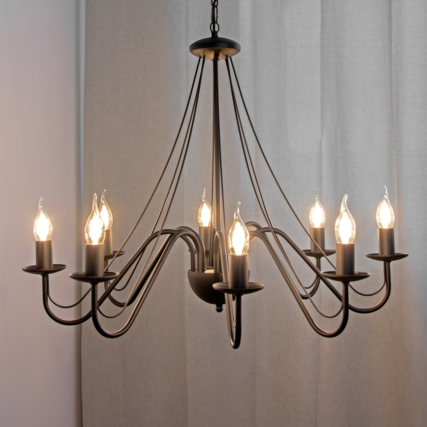 Lampadario a catena MALBO 8xE14/10W/230V nero
