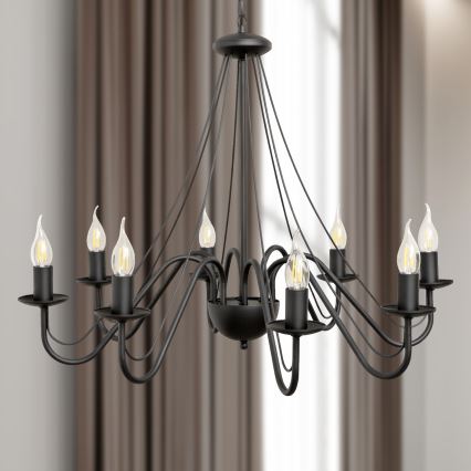 Lampadario a catena MALBO 8xE14/10W/230V nero