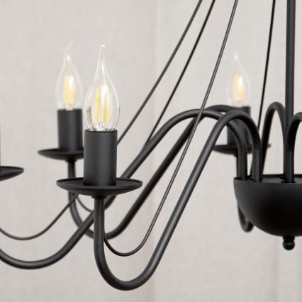 Lampadario a catena MALBO 8xE14/10W/230V nero